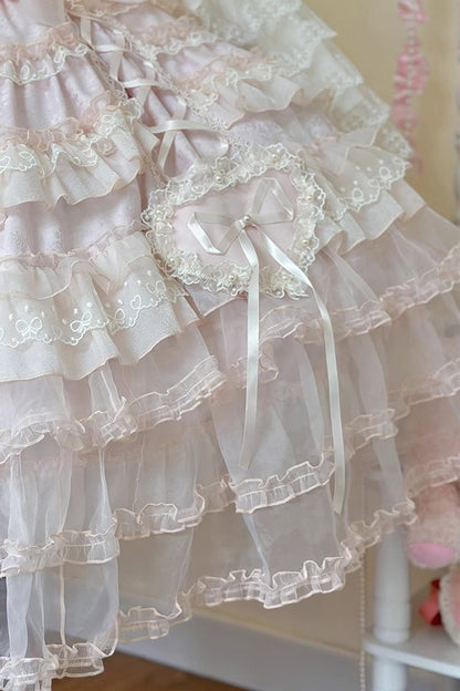 Sweet Lolita JSK - Sweetheart Diary, Pink, Layered, Bow Detail, Lace Trim - additional product view 25