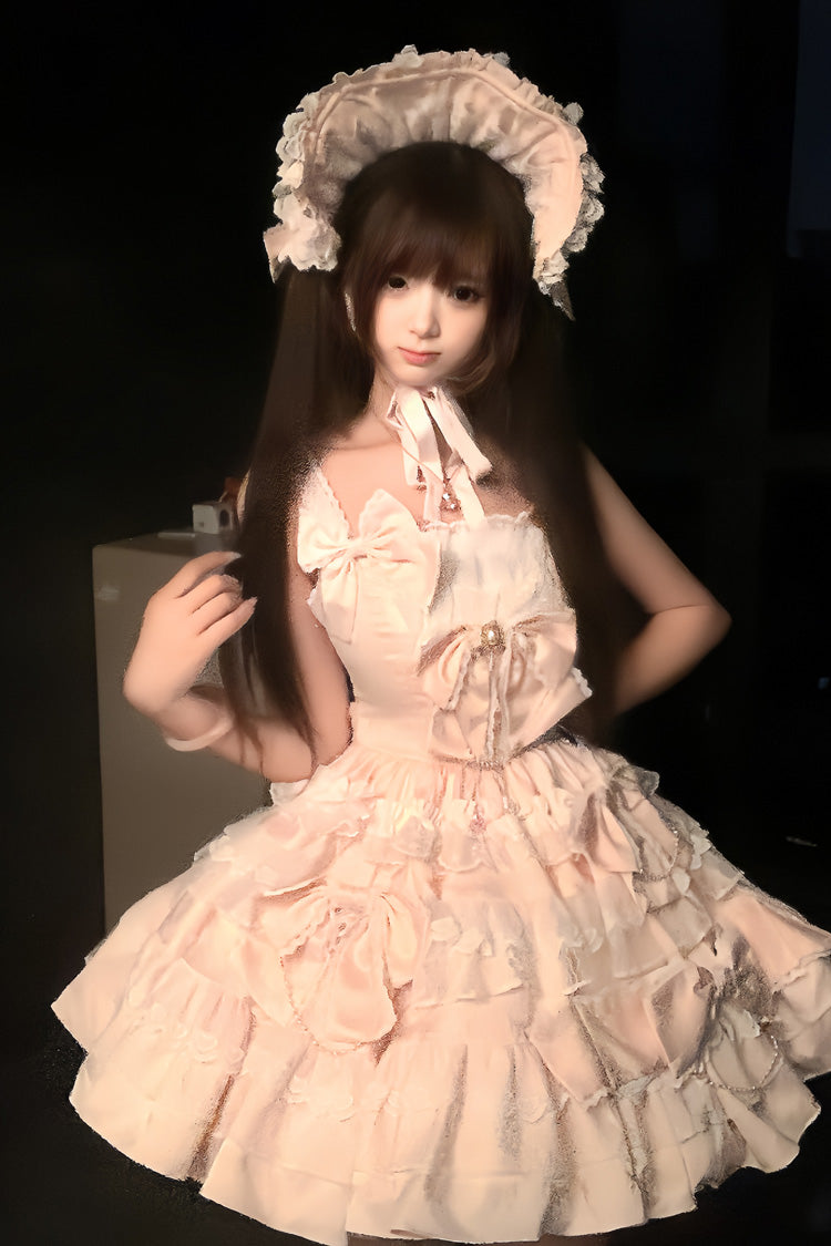 Sweet Lolita JSK - Sweetheart Doll, Pink, Layered, Bow Detail, Lace Trim - additional product view 5