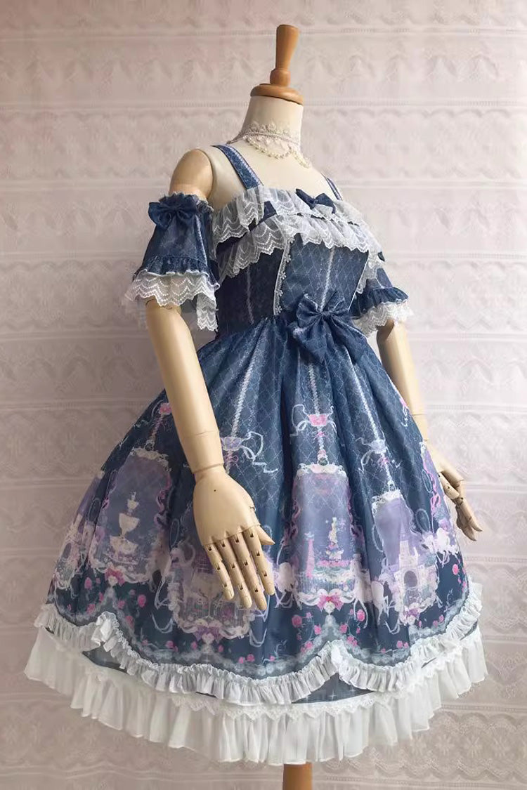 Sweet Lolita JSK - Sweetie Violet Unicorn's Secret, 7 Colors, Printed, Bow Detail, Ruffled - additional product view 8