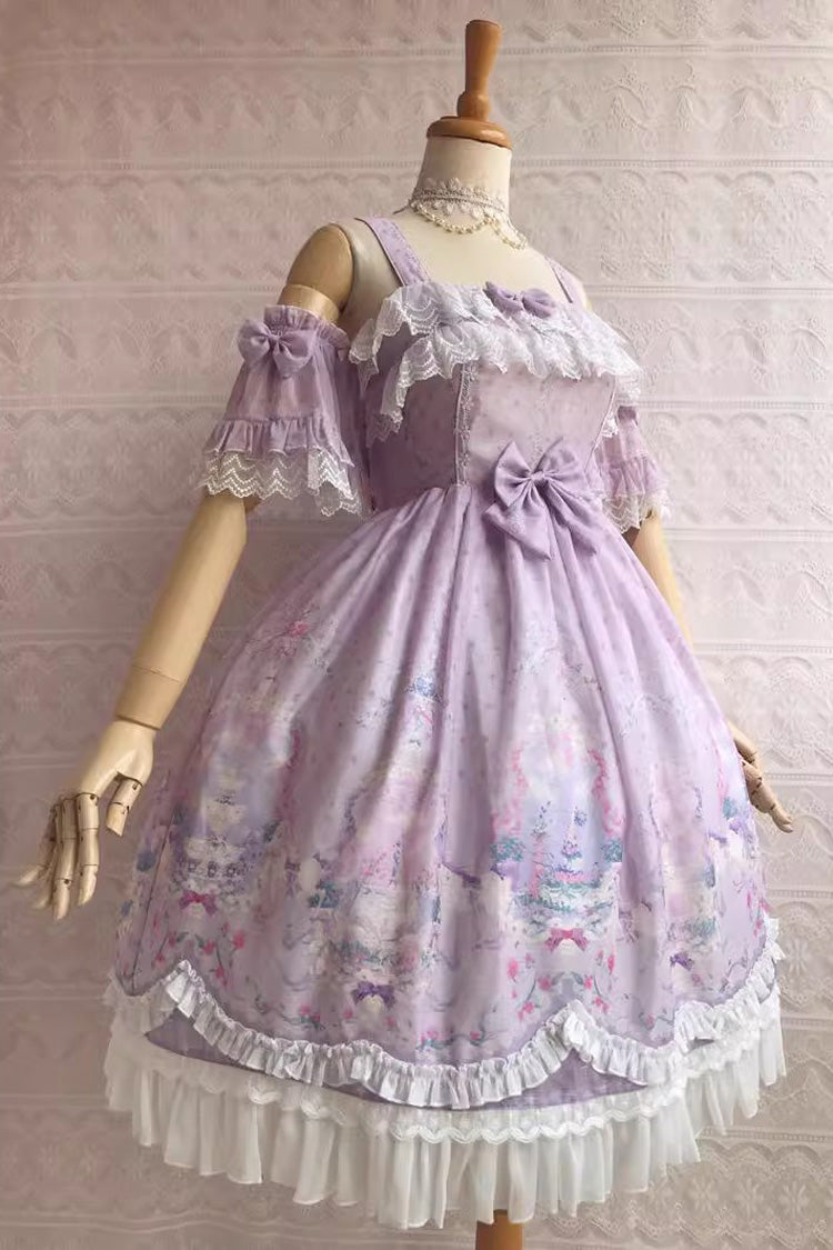 Sweet Lolita JSK - Sweetie Violet Unicorn's Secret, 7 Colors, Printed, Bow Detail, Ruffled - additional product view 11