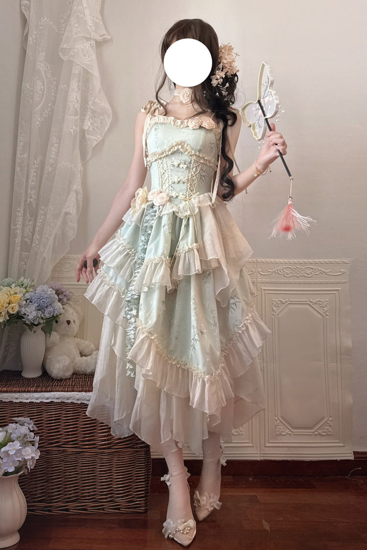 Sweet Lolita JSK - Tea Bamboo Song, Green, Long Version, Detachable Detail, Long Length - additional product view 11