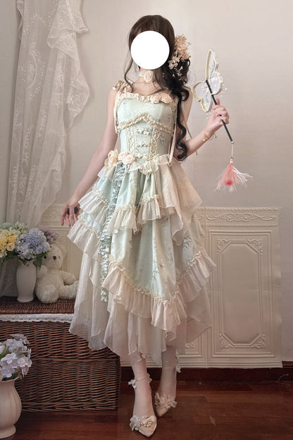 Sweet Lolita JSK - Tea Bamboo Song, Green, Long Version, Detachable Detail, Long Length - additional product view 11