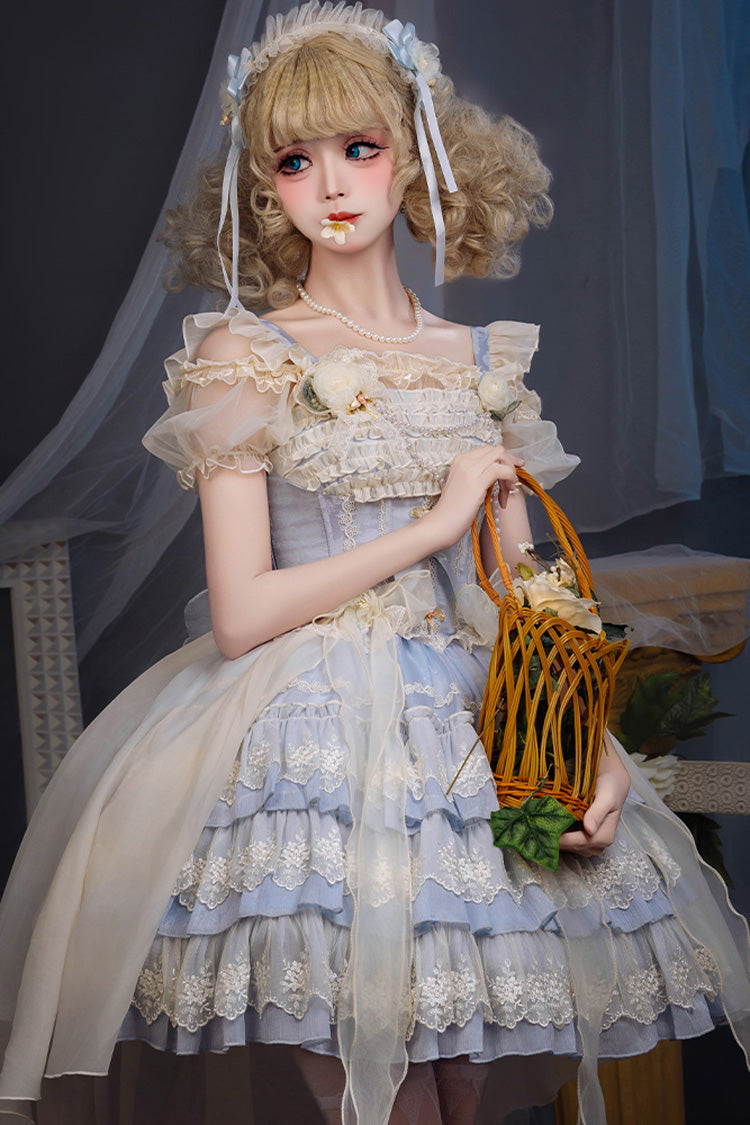 Sweet Lolita JSK - Tears Of Rose, 2 Colors, Lace Trim, Ruffled, Layered - additional product view 3