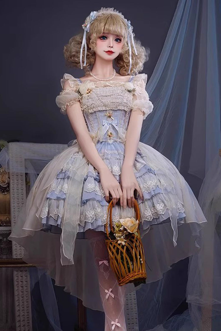 Sweet Lolita JSK - Tears Of Rose, 2 Colors, Lace Trim, Ruffled, Layered - main product image