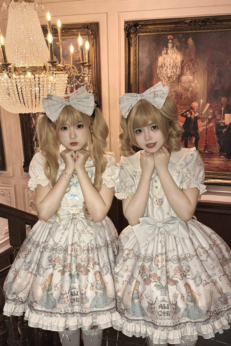 Sweet Lolita JSK - The Princess's Magical Diary, Blue, Bow Detail, Ruffled, Printed - additional product view 2