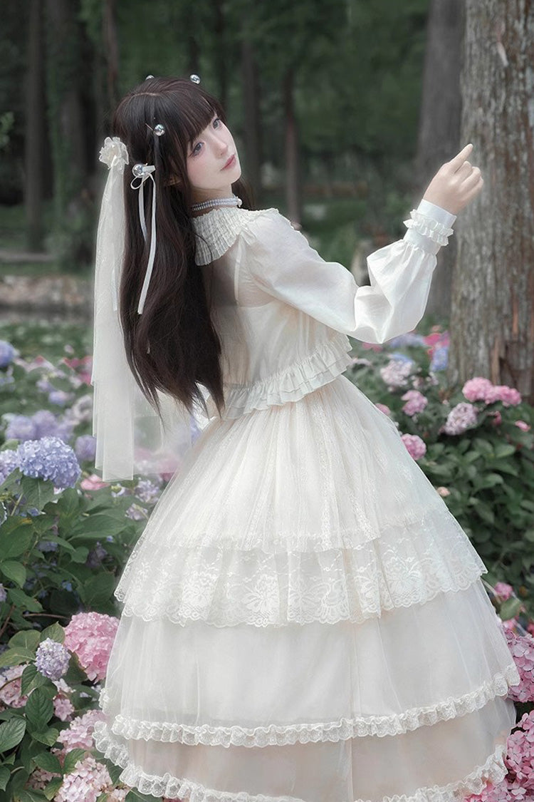 Sweet Lolita JSK - Tower Multi-layer, Ivory, Long Version, Long Length, Embroidered - additional product view 3