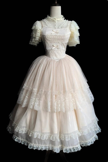 Sweet Lolita JSK - Tower Multi-layer, Ivory, Long Version, Long Length, Embroidered - additional product view 7