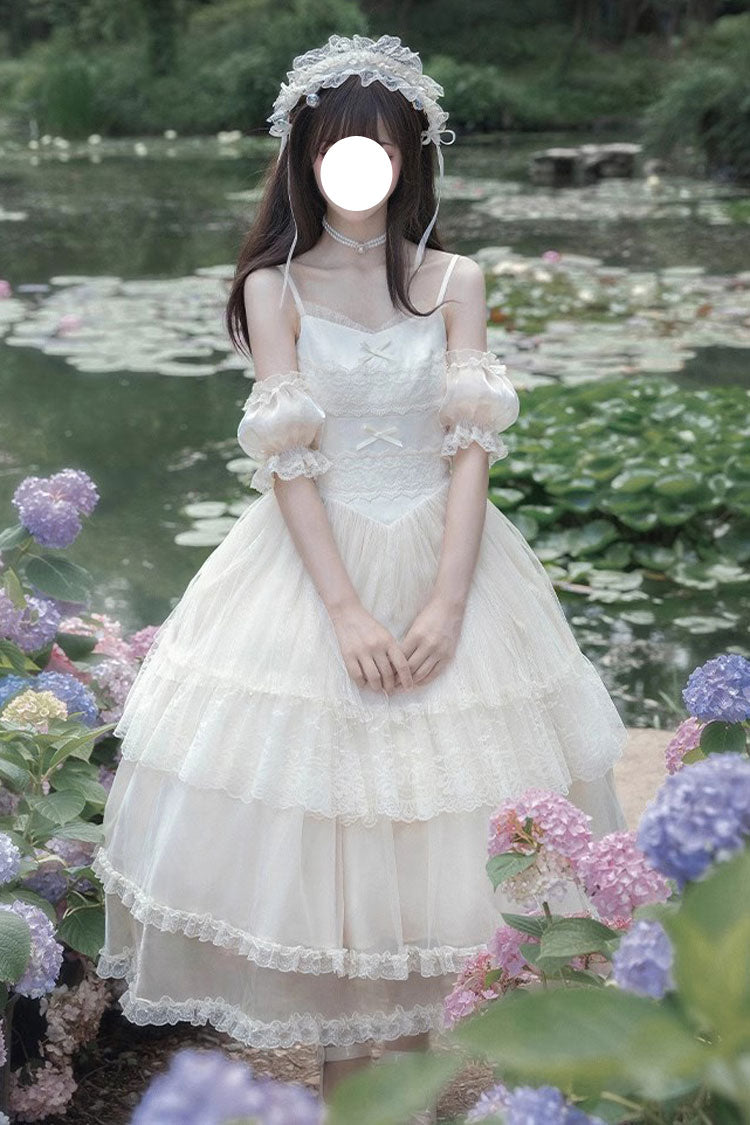 Sweet Lolita JSK - Tower Multi-layer, Ivory, Long Version, Long Length, Embroidered - main product image