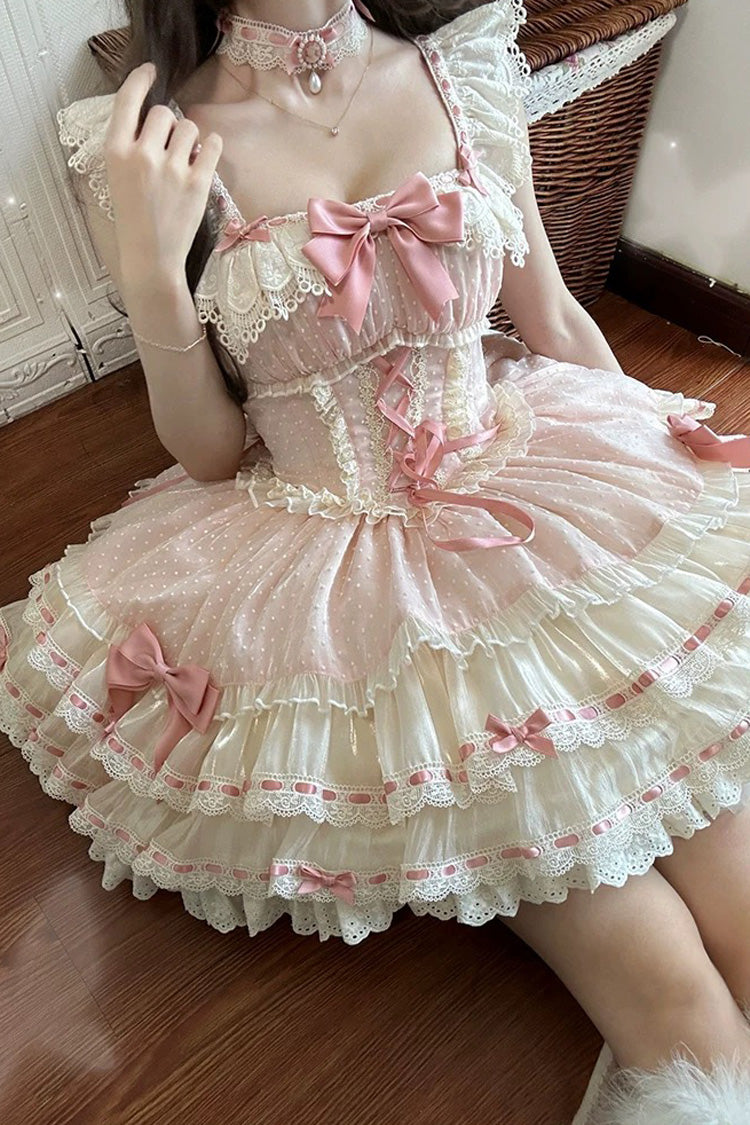 Sweet Lolita JSK - Triple-layered, Pink, Ballet-Inspired Style, Bow Detail, Lace Trim - additional product view 7
