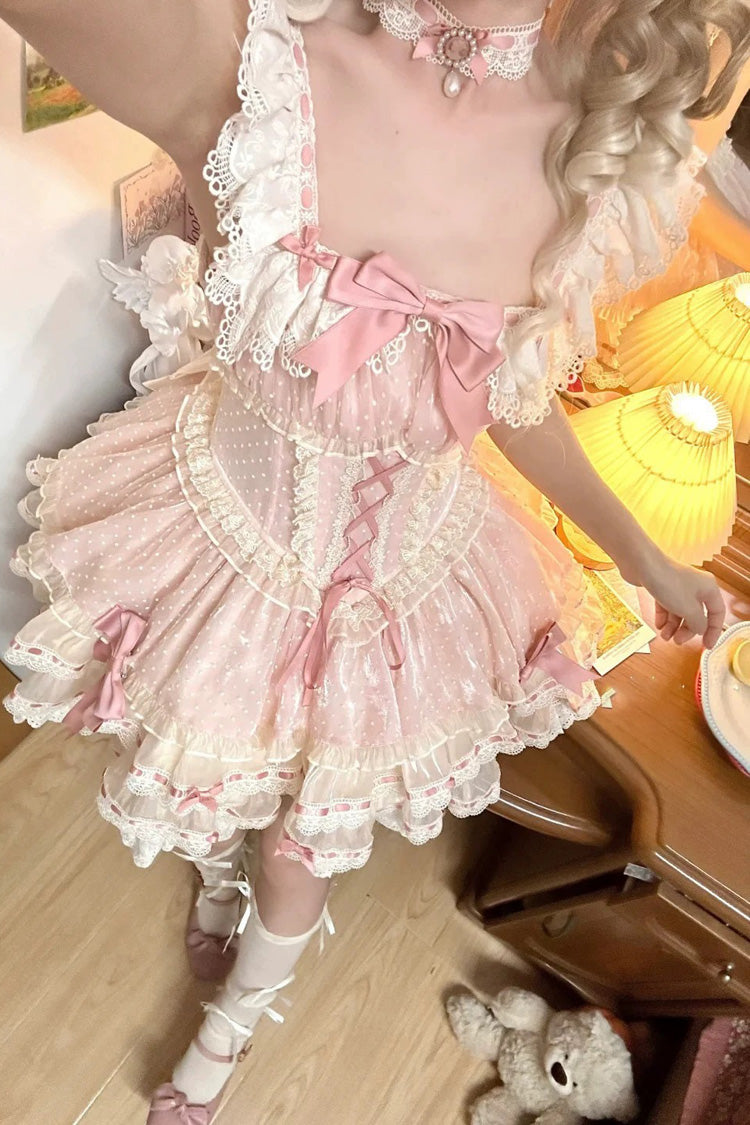 Sweet Lolita JSK - Triple-layered, Pink, Ballet-Inspired Style, Bow Detail, Lace Trim - additional product view 11