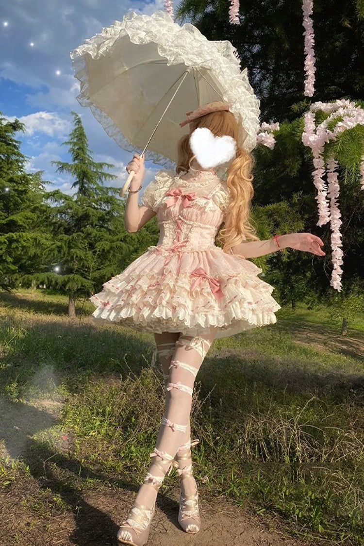 Sweet Lolita JSK - Triple-layered, Pink, Ballet-Inspired Style, Bow Detail, Lace Trim - additional product view 13