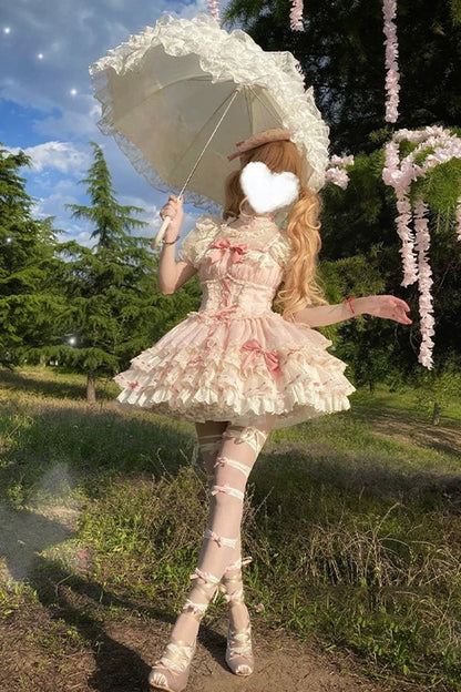 Sweet Lolita JSK - Triple-layered, Pink, Ballet-Inspired Style, Bow Detail, Lace Trim - additional product view 13