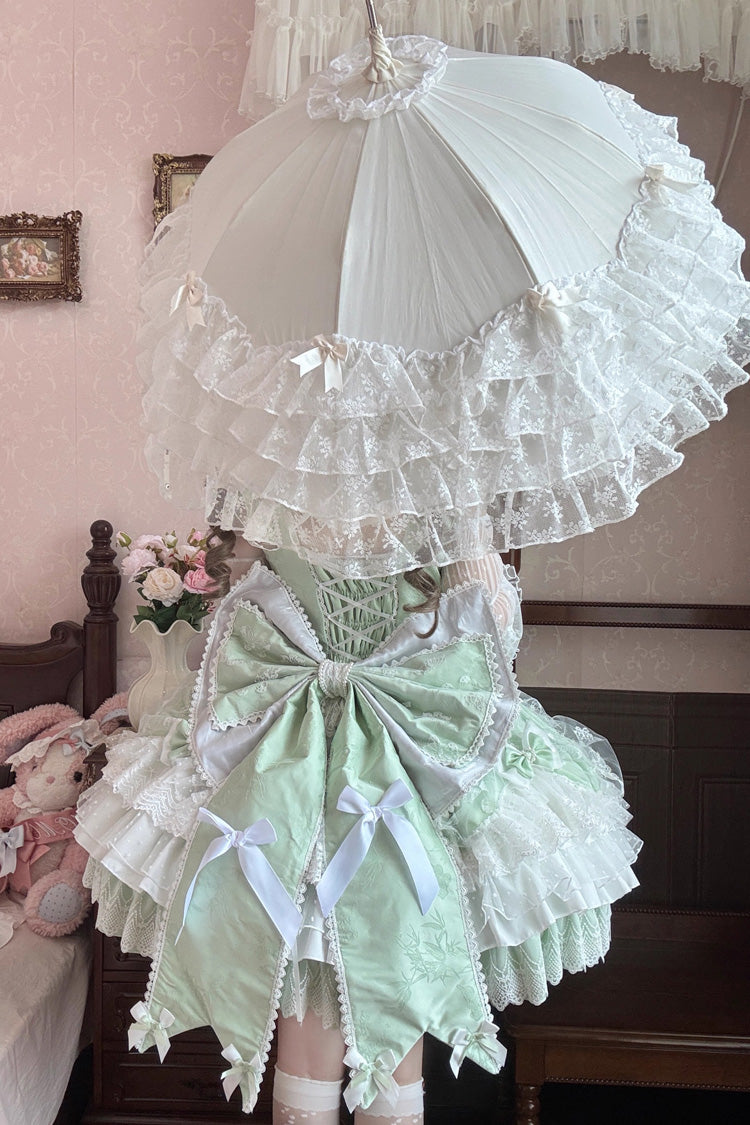 Sweet Lolita JSK - Triple-layered Ruffle Embroidery, Green, Plus Size, Ruffled - additional product view 5