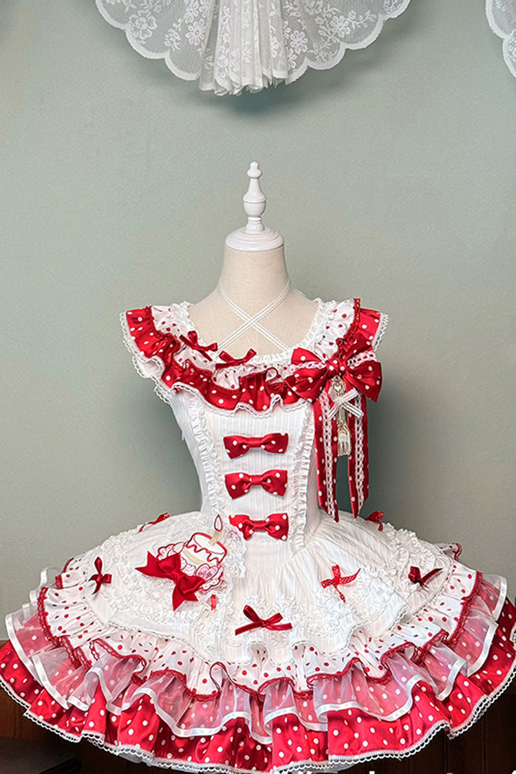 Sweet Lolita JSK - Twin Bears, 2 Colors, Layered, Bow Detail, Lace Trim - additional product view 3