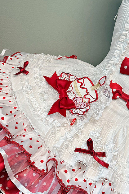 Sweet Lolita JSK - Twin Bears, 2 Colors, Layered, Bow Detail, Lace Trim - additional product view 9