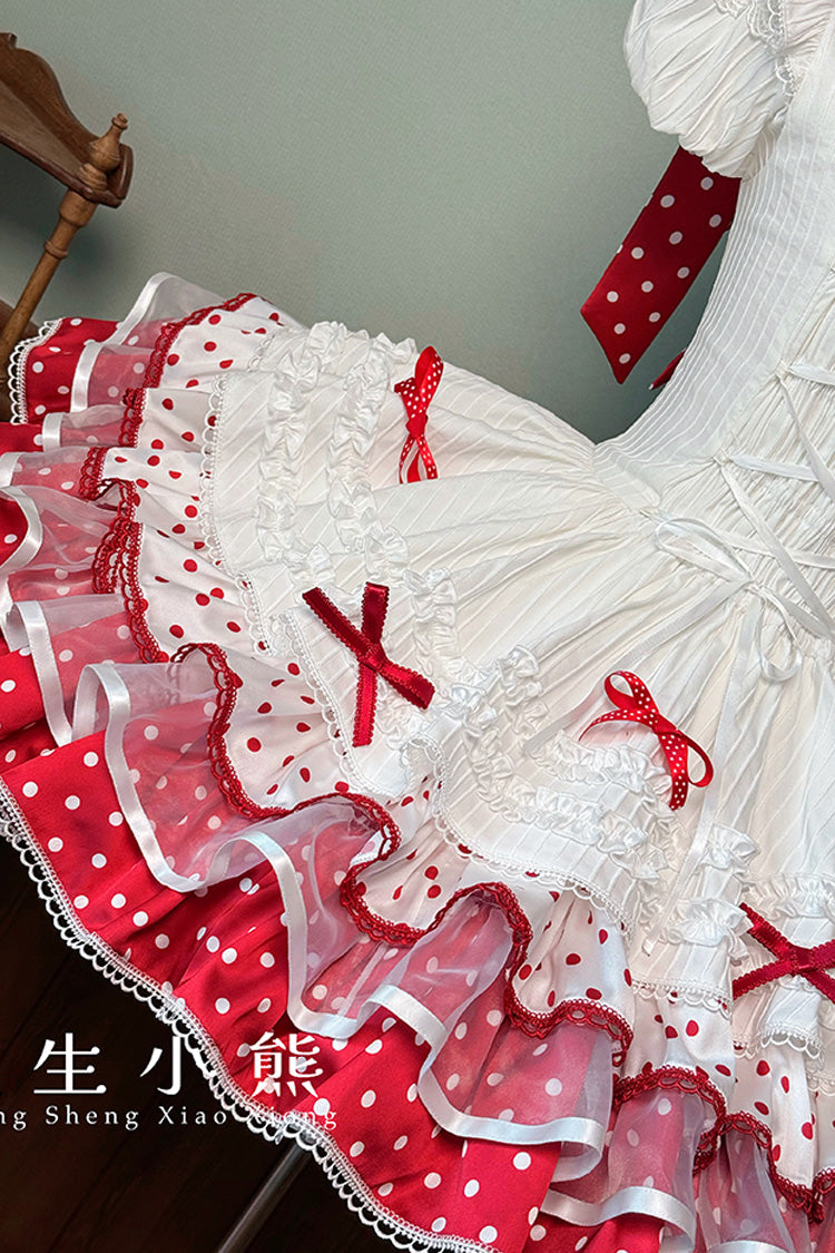 Sweet Lolita JSK - Twin Bears, 2 Colors, Layered, Bow Detail, Lace Trim - additional product view 11