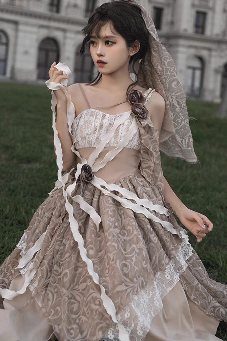 Sweet Lolita JSK - Wabi Sabi Style Stitching, 3 Colors, Gothic Style - S Yellow / M Yellow / L Yellow option