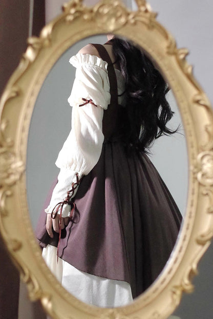 Sweet Lolita JSK - White/brown Pirate's Guide, 2 Colors, Punk Style - additional product view 7