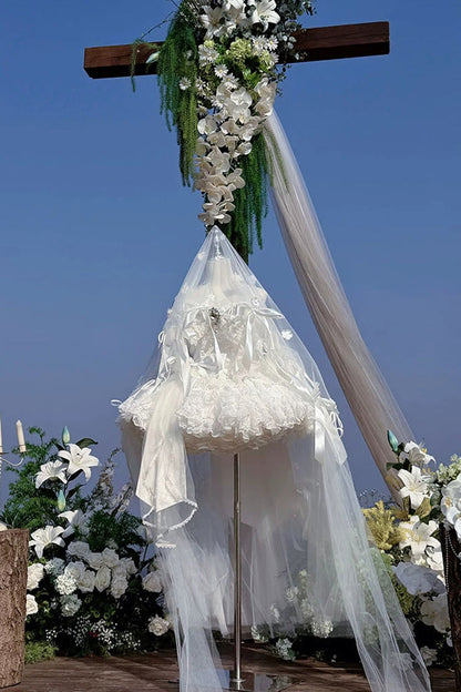 Sweet Lolita JSK - White Feather Promise, White, Lace Trim, Ruffled, Layered - additional product view 5
