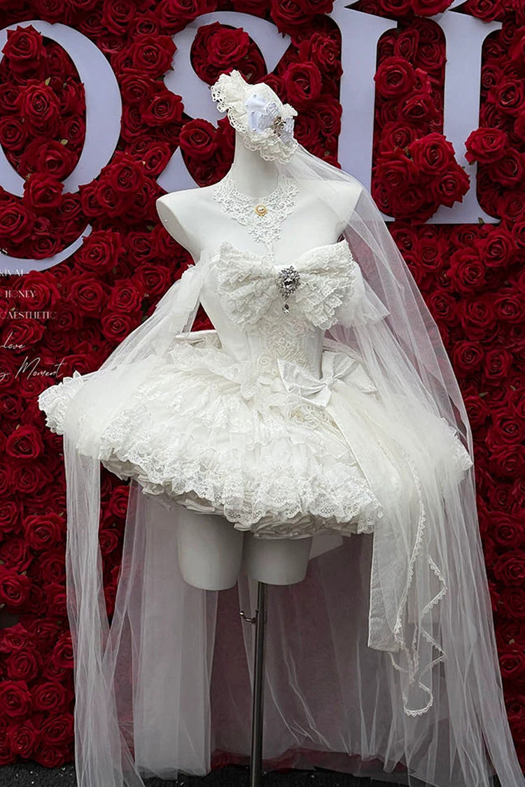 Sweet Lolita JSK - White Feather Promise, White, Lace Trim, Ruffled, Layered - additional product view 6