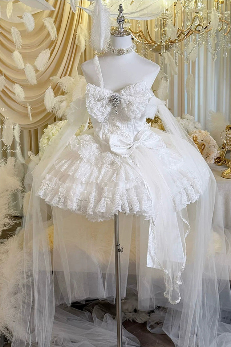 Sweet Lolita JSK - White Feather Promise, White, Lace Trim, Ruffled, Layered - additional product view 7
