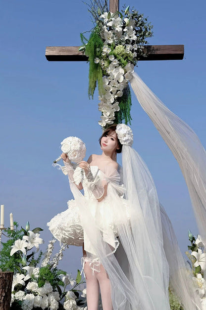 Sweet Lolita JSK - White Feather Promise, White, Lace Trim, Ruffled, Layered - additional product view 8