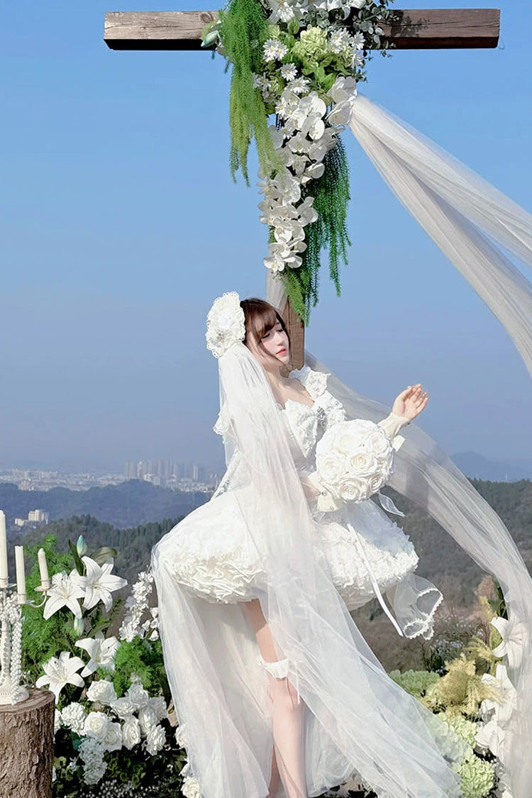 Sweet Lolita JSK - White Feather Promise, White, Lace Trim, Ruffled, Layered - additional product view 9