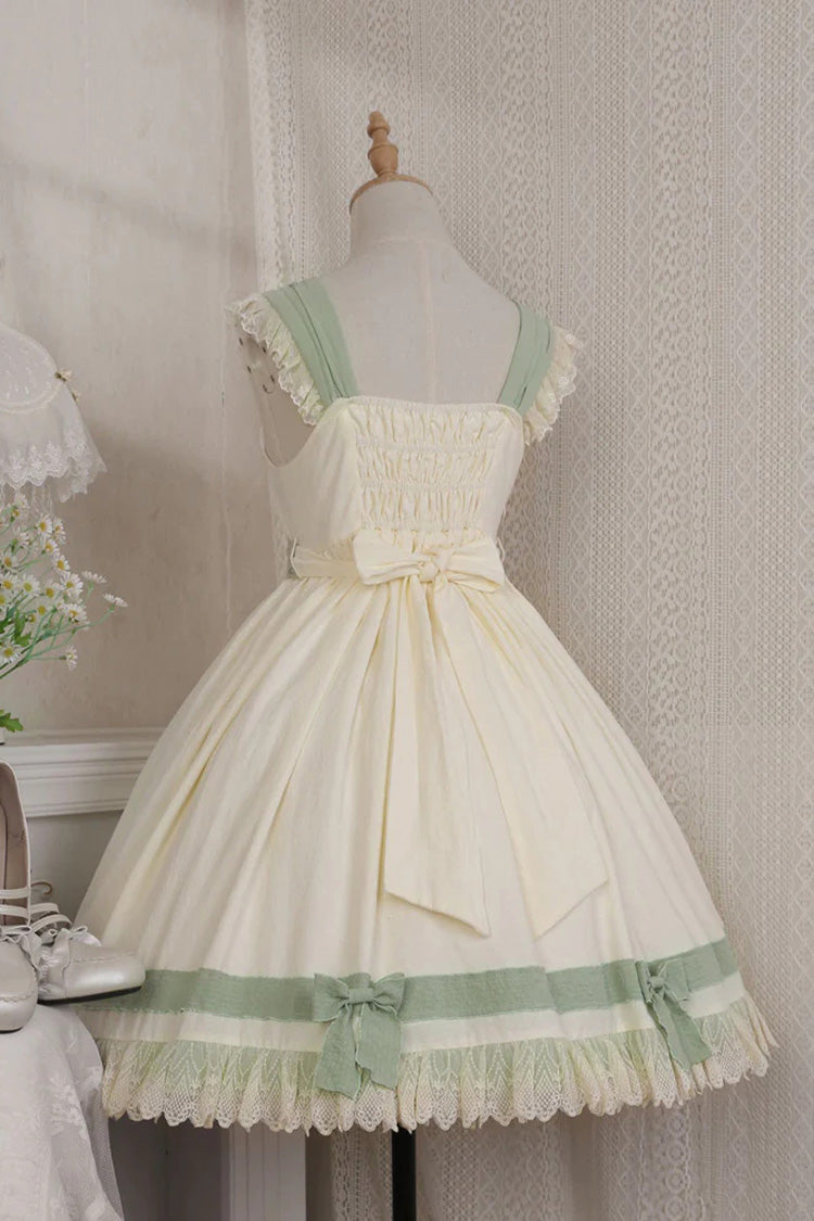 Sweet Lolita JSK - White/green Country Style Daisy, 2 Colors, High Waist - additional product view 9
