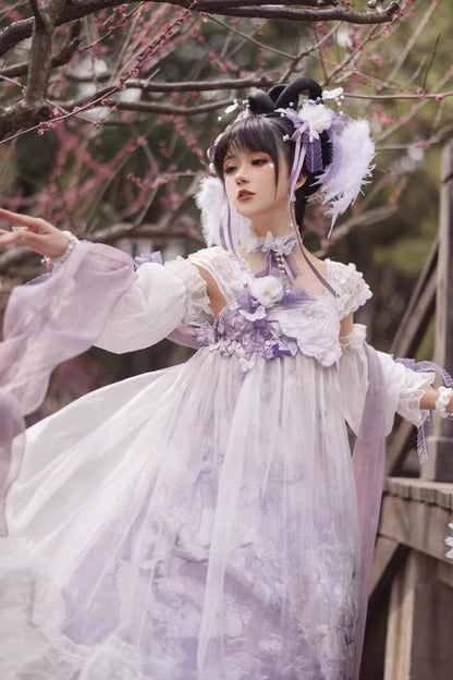 Sweet Lolita JSK - White/purple Square Collar High, 2 Colors, Square Collar, High Waist - additional product view 5