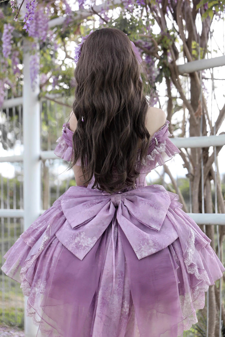 Sweet Lolita JSK - Wisteria Wonderland, Purple, Bow Detail, Lace Trim, Layered - additional product view 5