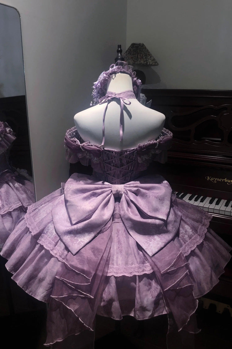 Sweet Lolita JSK - Wisteria Wonderland, Purple, Bow Detail, Lace Trim, Layered - additional product view 7