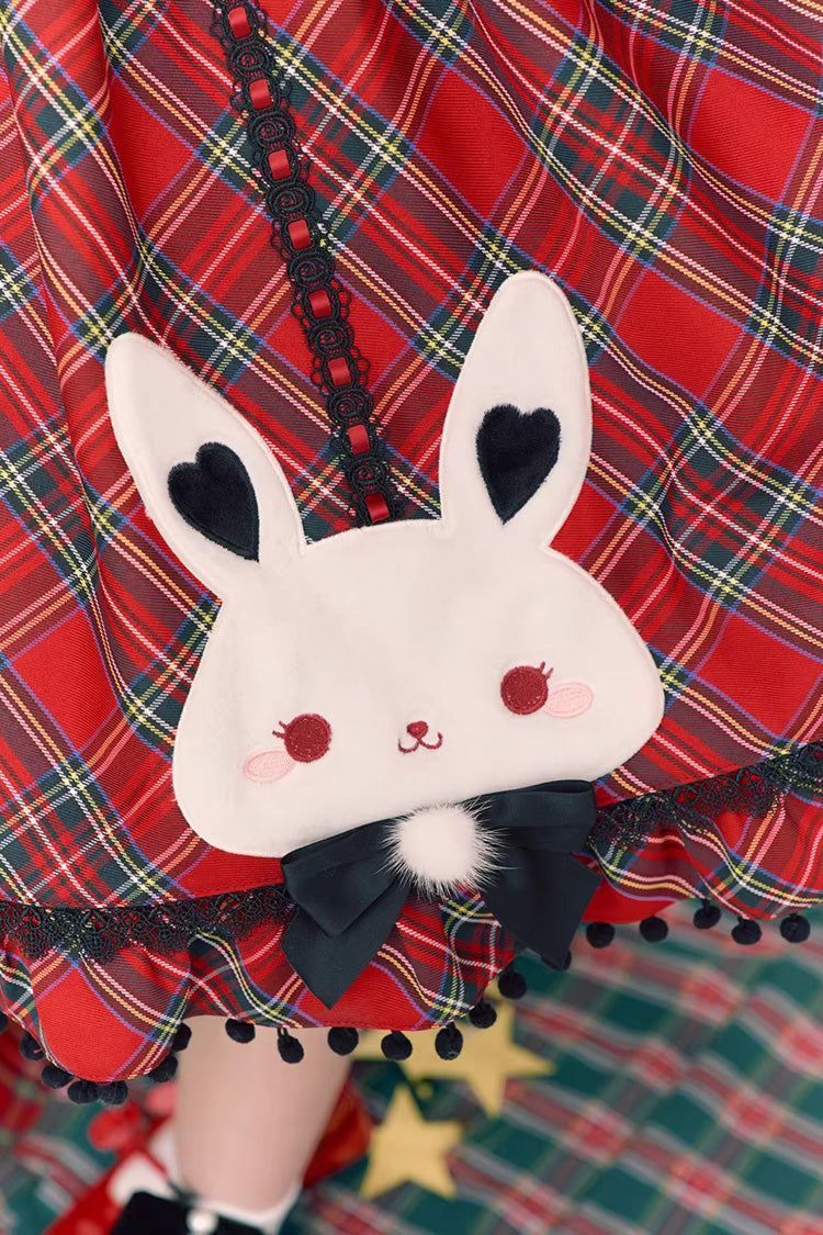 Sweet Lolita JSK - Witch Gargamel, Red, Square Collar, Plaid, Bow Detail - additional product view 6