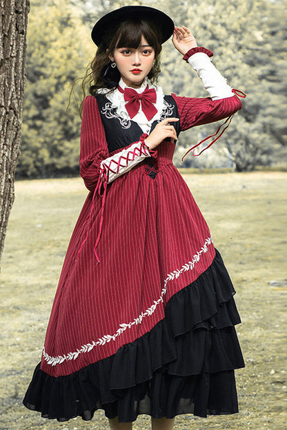 Sweet Lolita OP Dress - Chest, Red, Classic Style, Embroidered - additional product view 2