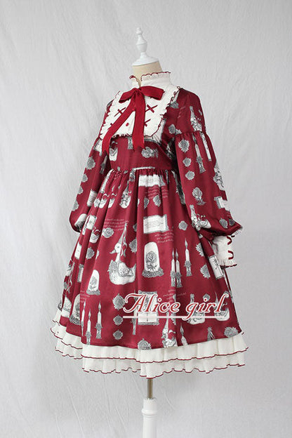 Sweet Lolita OP Dress - Christian Pious Duck Print, 2 Colors, Printed, Long Sleeves - additional product view 4