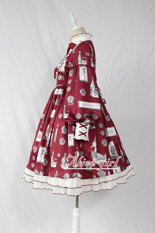 Sweet Lolita OP Dress - Christian Pious Duck Print, 2 Colors, Printed, Long Sleeves - additional product view 5