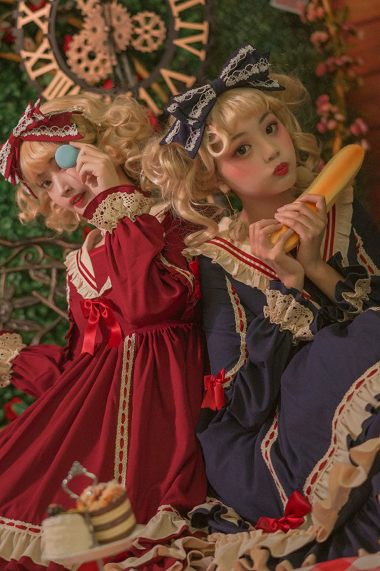 Sweet Lolita OP Dress - Court Style, 2 Colors, High Waist, Bow Detail, Ruffled - additional product view 2