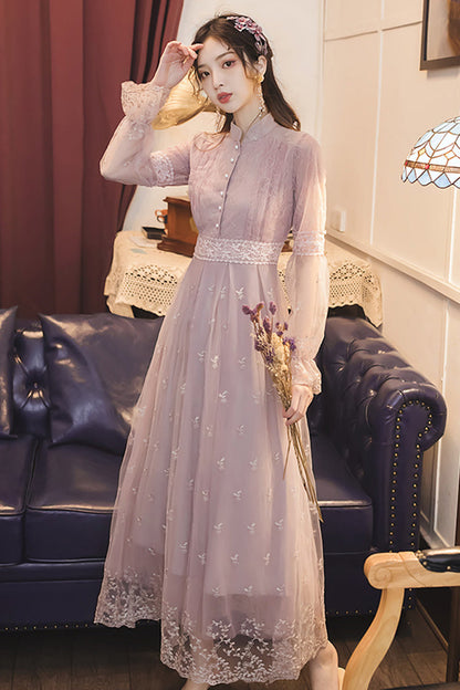 Sweet Lolita OP Dress - Dream Purple French, Purple, Lace Trim, Embroidered - additional product view 3