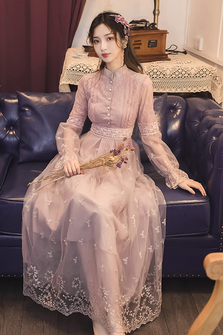 Sweet Lolita OP Dress - Dream Purple French, Purple, Lace Trim, Embroidered - additional product view 4