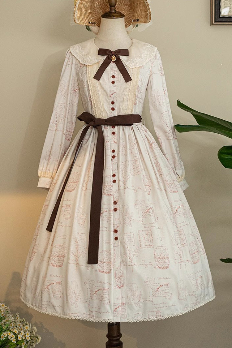 Sweet Lolita OP Dress - Forest Illustrated Book, 3 Colors, Printed, Long Sleeves, Ruffled - additional product view 5