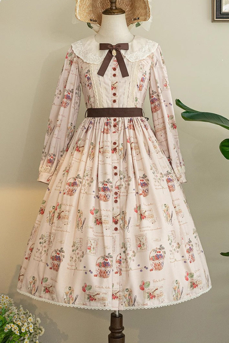 Sweet Lolita OP Dress - Forest Illustrated Book, 3 Colors, Printed, Long Sleeves, Ruffled - additional product view 6