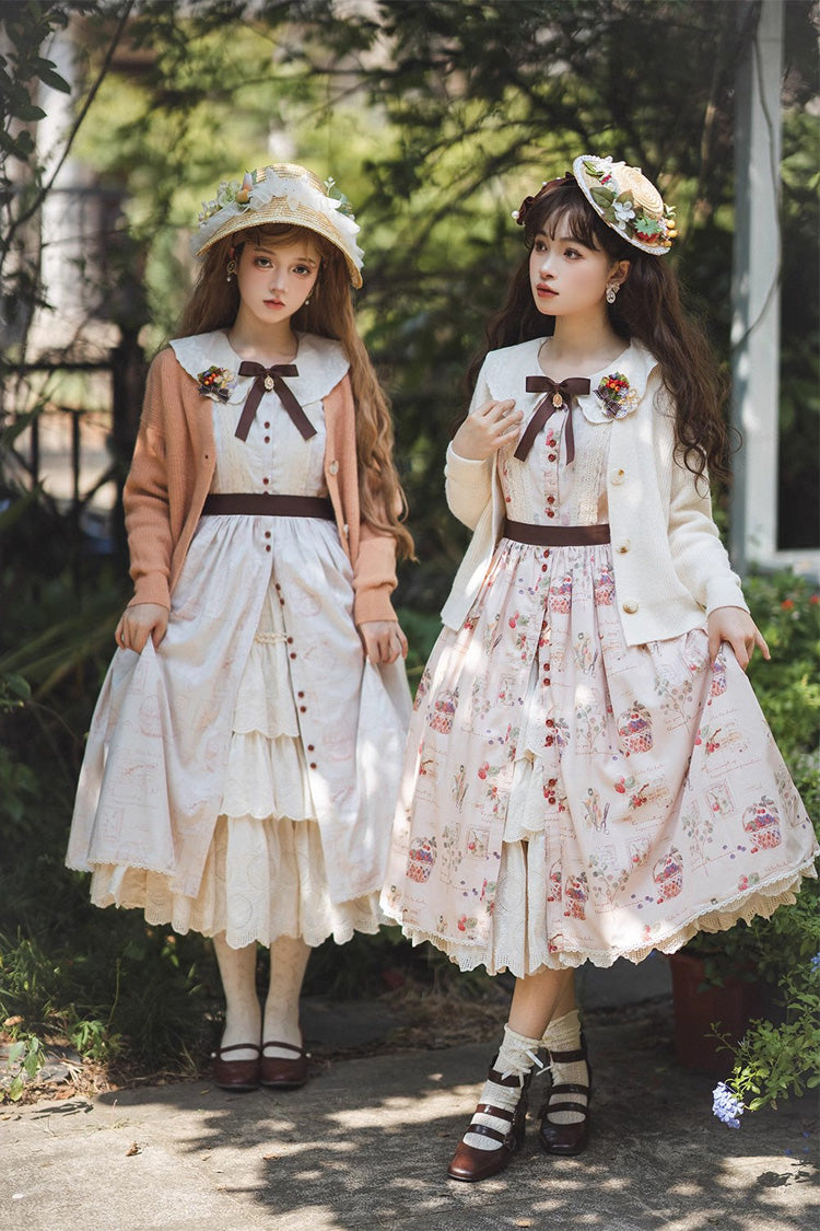 Sweet Lolita OP Dress - Forest Illustrated Book, 3 Colors, Printed, Long Sleeves, Ruffled - additional product view 7
