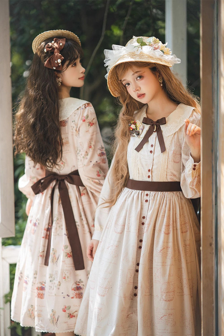 Sweet Lolita OP Dress - Forest Illustrated Book, 3 Colors, Printed, Long Sleeves, Ruffled - additional product view 9