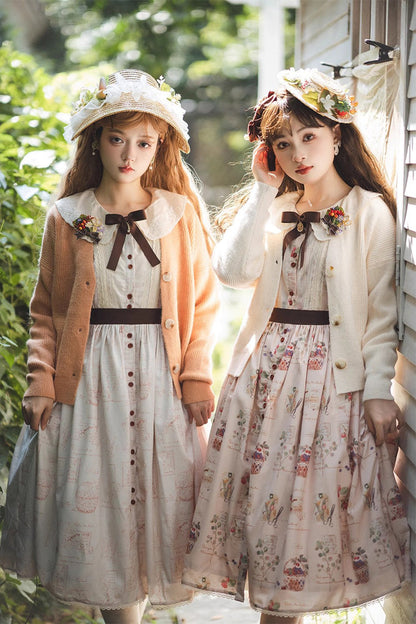 Sweet Lolita OP Dress - Forest Illustrated Book, 3 Colors, Printed, Long Sleeves, Ruffled - additional product view 10