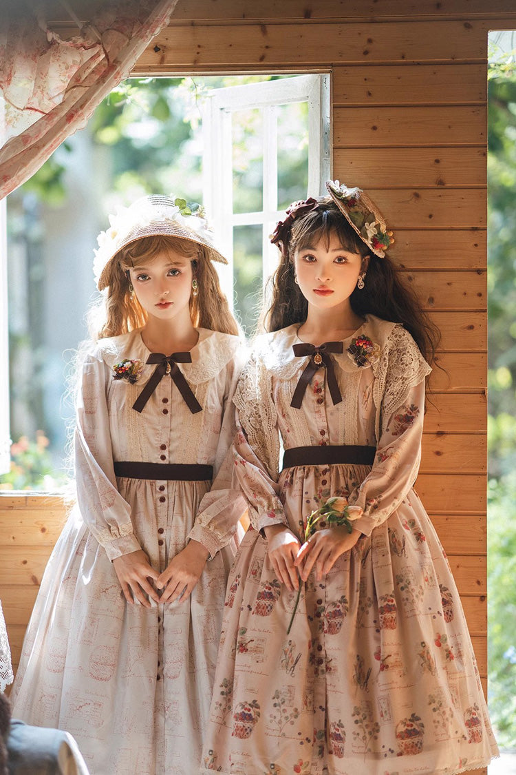 Sweet Lolita OP Dress - Forest Illustrated Book, 3 Colors, Printed, Long Sleeves, Ruffled - additional product view 12