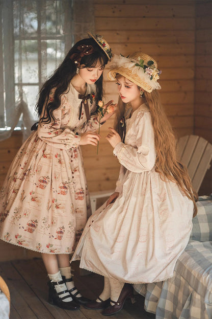 Sweet Lolita OP Dress - Forest Illustrated Book, 3 Colors, Printed, Long Sleeves, Ruffled - additional product view 14