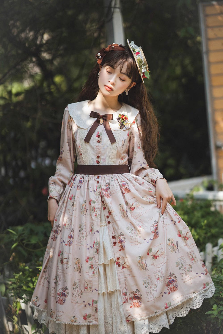 Sweet Lolita OP Dress - Forest Illustrated Book, 3 Colors, Printed, Long Sleeves, Ruffled - additional product view 16