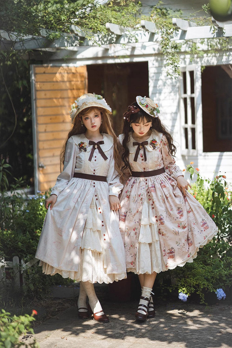 Sweet Lolita OP Dress - Forest Illustrated Book, 3 Colors, Printed, Long Sleeves, Ruffled - additional product view 17