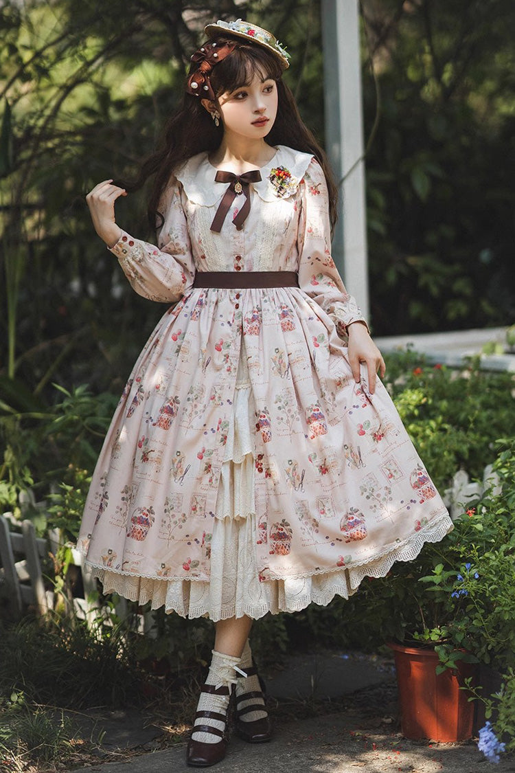 Sweet Lolita OP Dress - Forest Illustrated Book, 3 Colors, Printed, Long Sleeves, Ruffled - additional product view 18