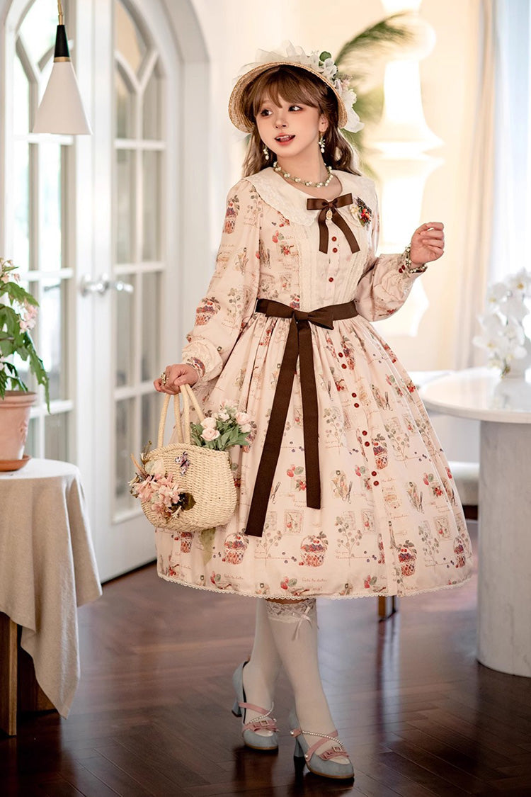 Sweet Lolita OP Dress - Forest Illustrated Book, 3 Colors, Printed, Long Sleeves, Ruffled - additional product view 19