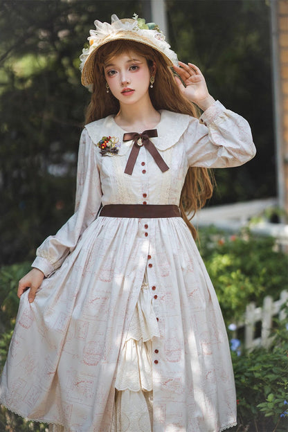 Sweet Lolita OP Dress - Forest Illustrated Book, 3 Colors, Printed, Long Sleeves, Ruffled - additional product view 20